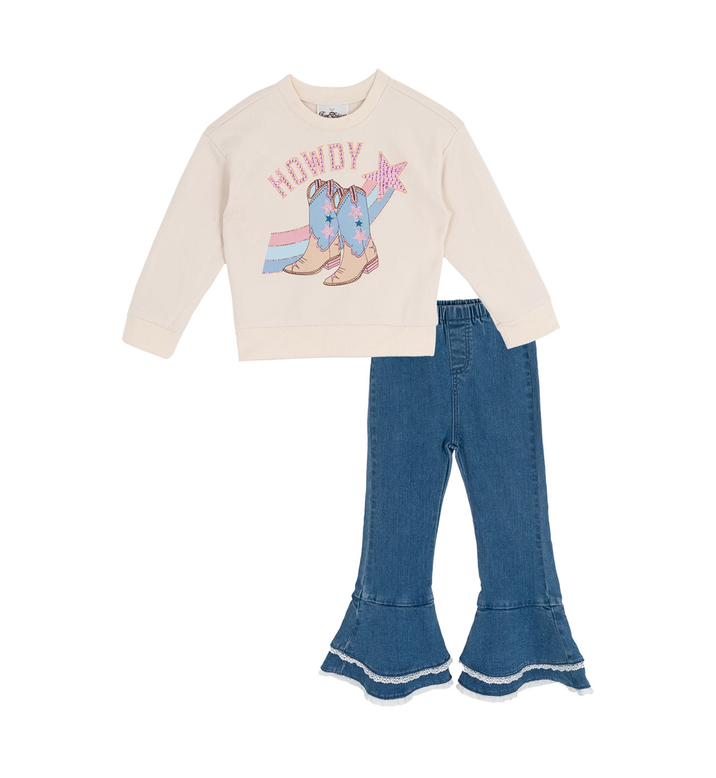 Girls 4-6x Howdy Ruffle Denim Set 