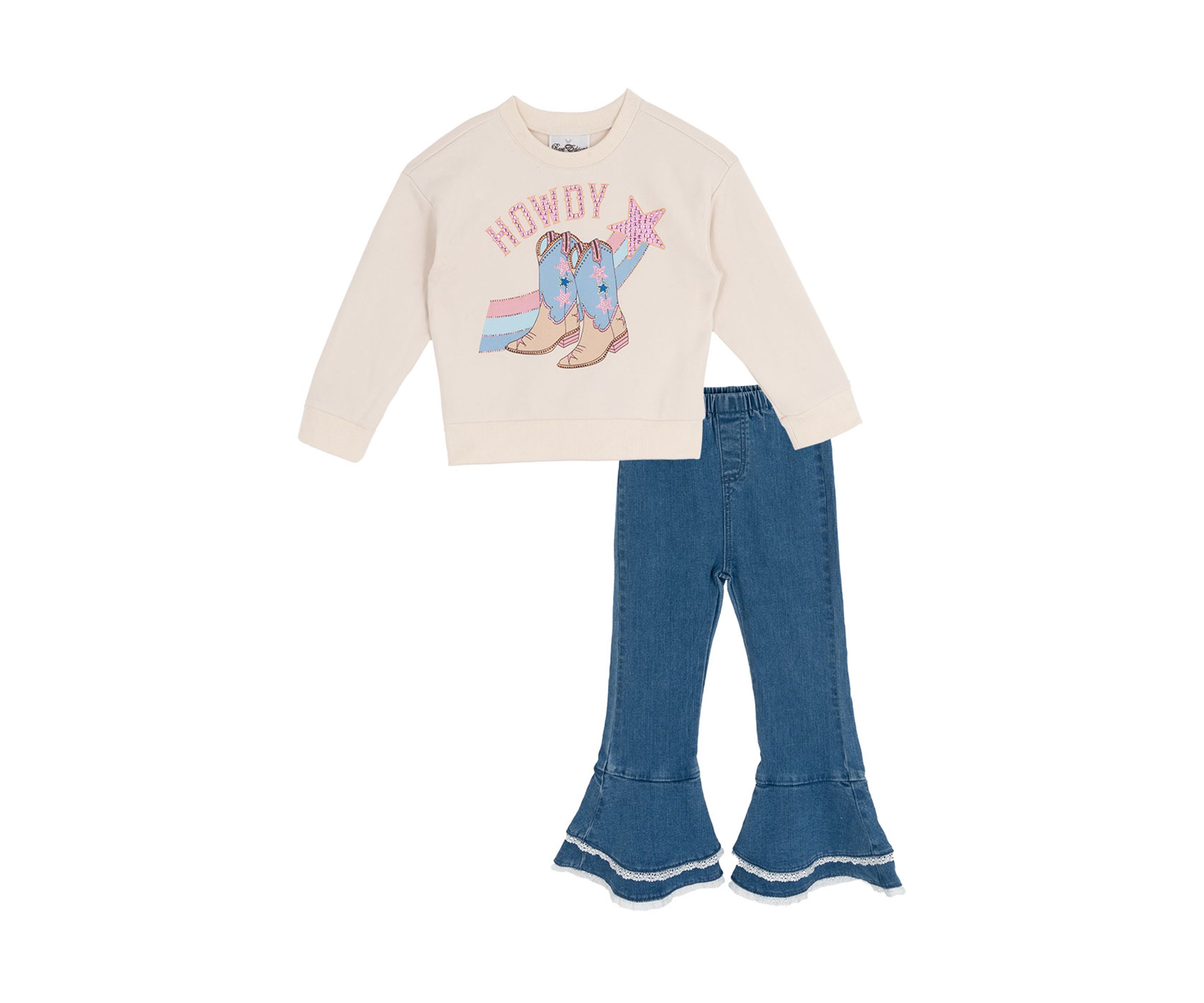 Girls 4-6x Howdy Ruffle Denim Set 
