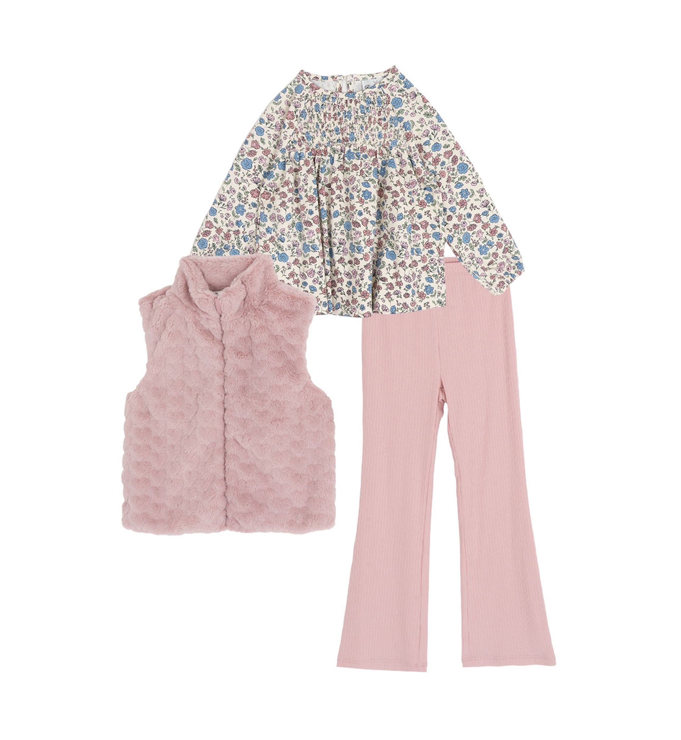 Girls 4-6x 3-Piece Faux Fur Vest Set