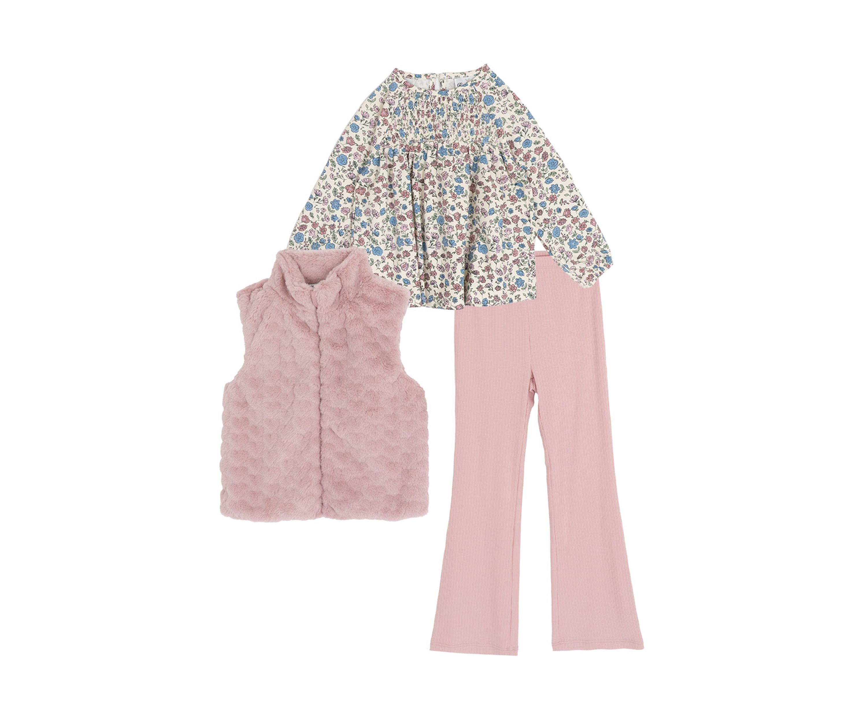 Girls 4-6x 3-Piece Faux Fur Vest Set