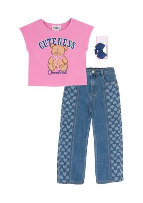 Counting Daisies Girls 4-6x Cuteness Overload 3-Piece Set, Pink, 5