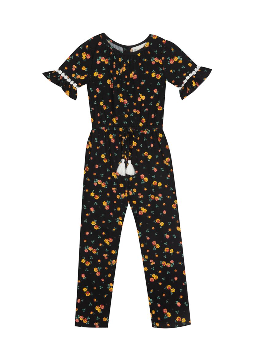 Girls 4-6x Short Sleeve Printed Jumpsuit