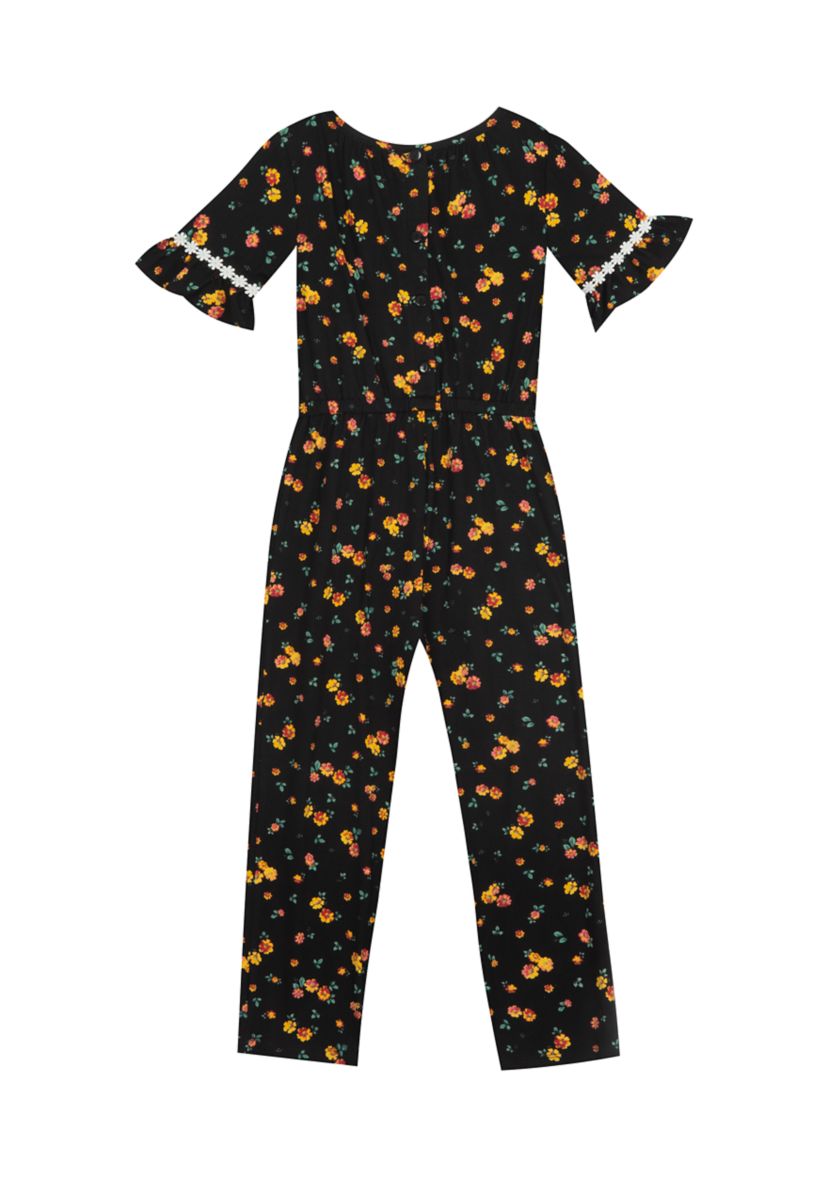 Girls 4-6x Short Sleeve Printed Jumpsuit