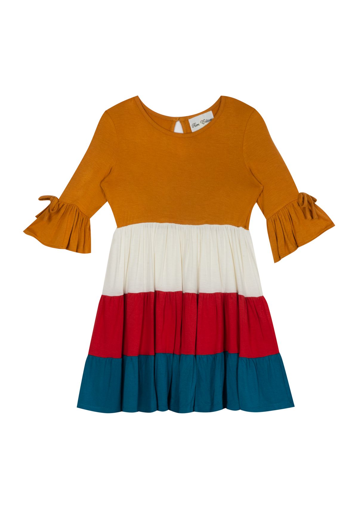 Girls 7-16 Color Block Ruffled Skirt Dress