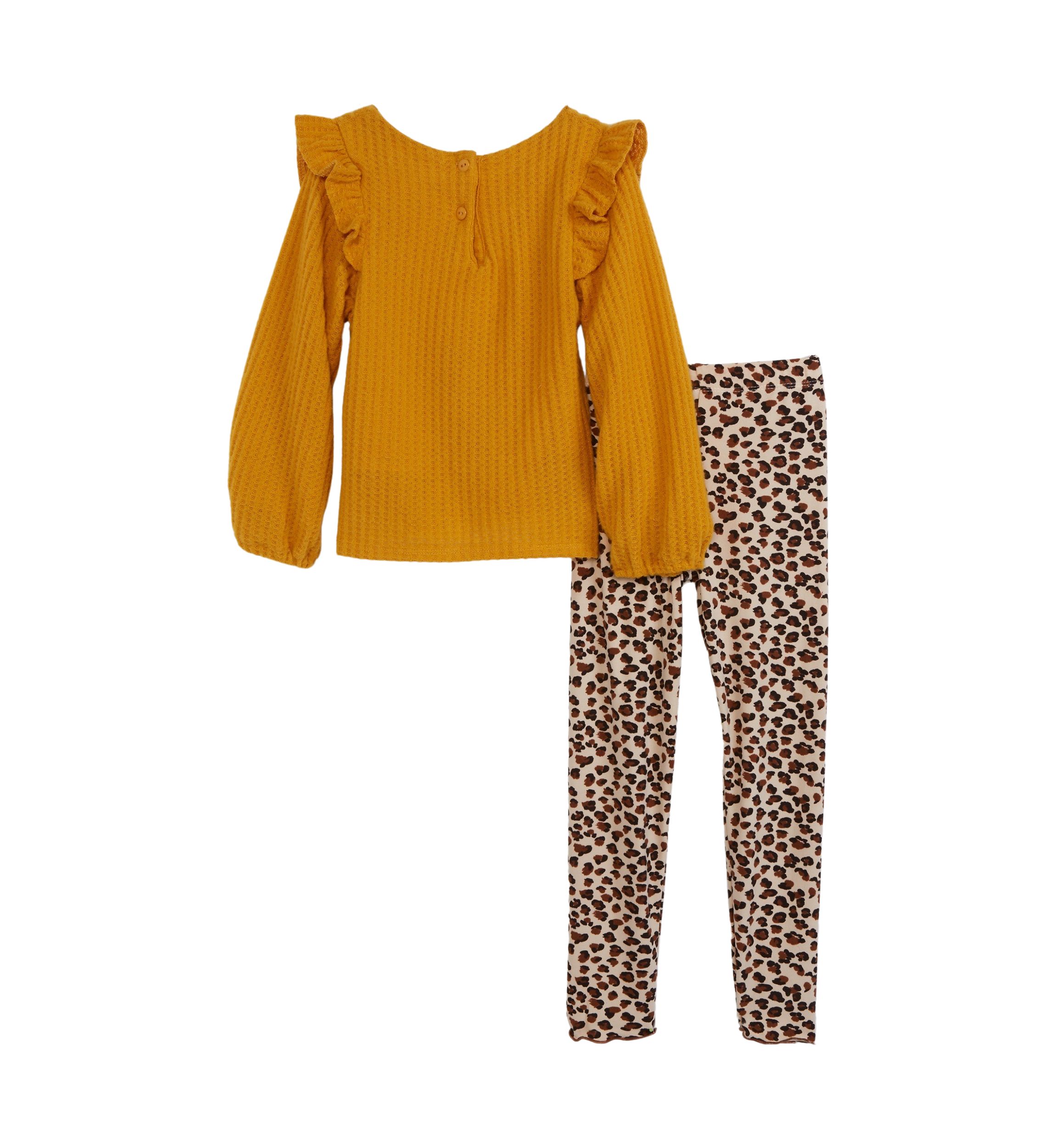 Girls 4-6x Thermal Tie Front Top and Printed Leggings Set