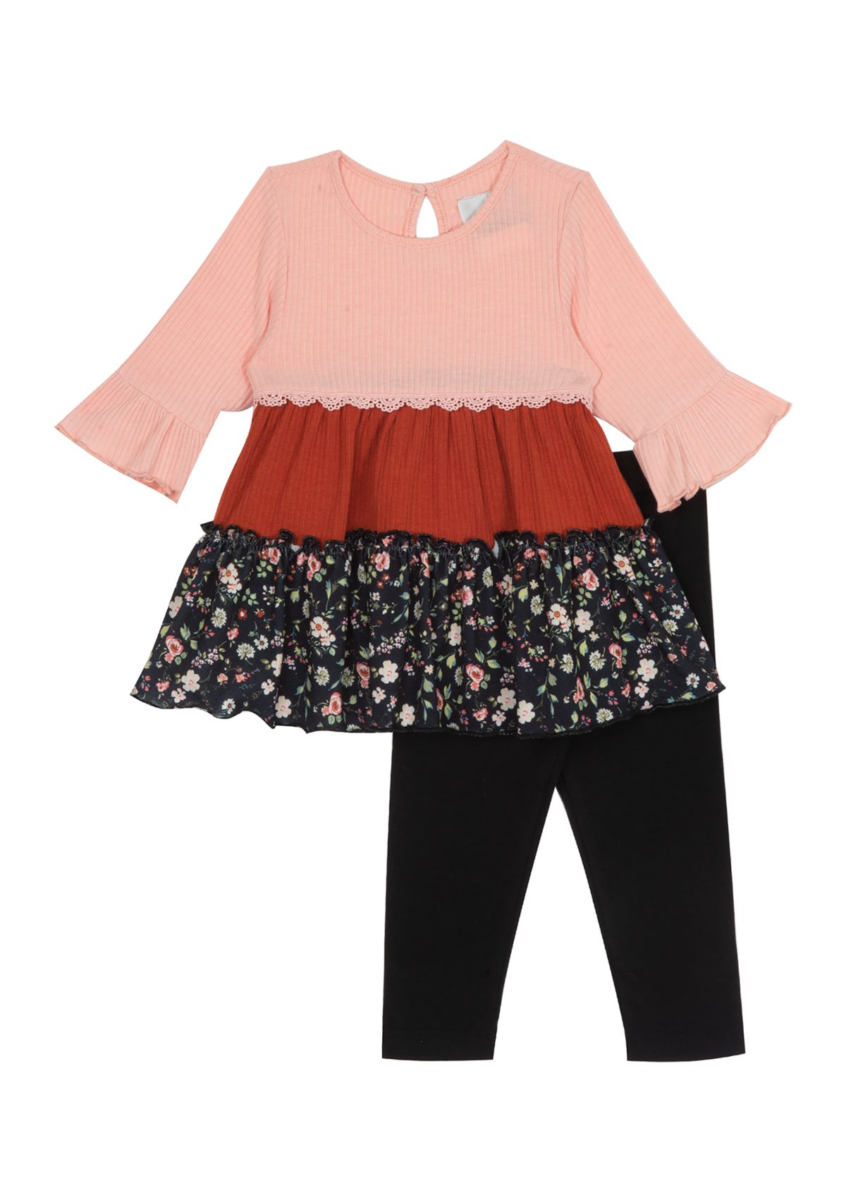 Girls 4-6x Printed Tiered Top and Knit Leggings Set