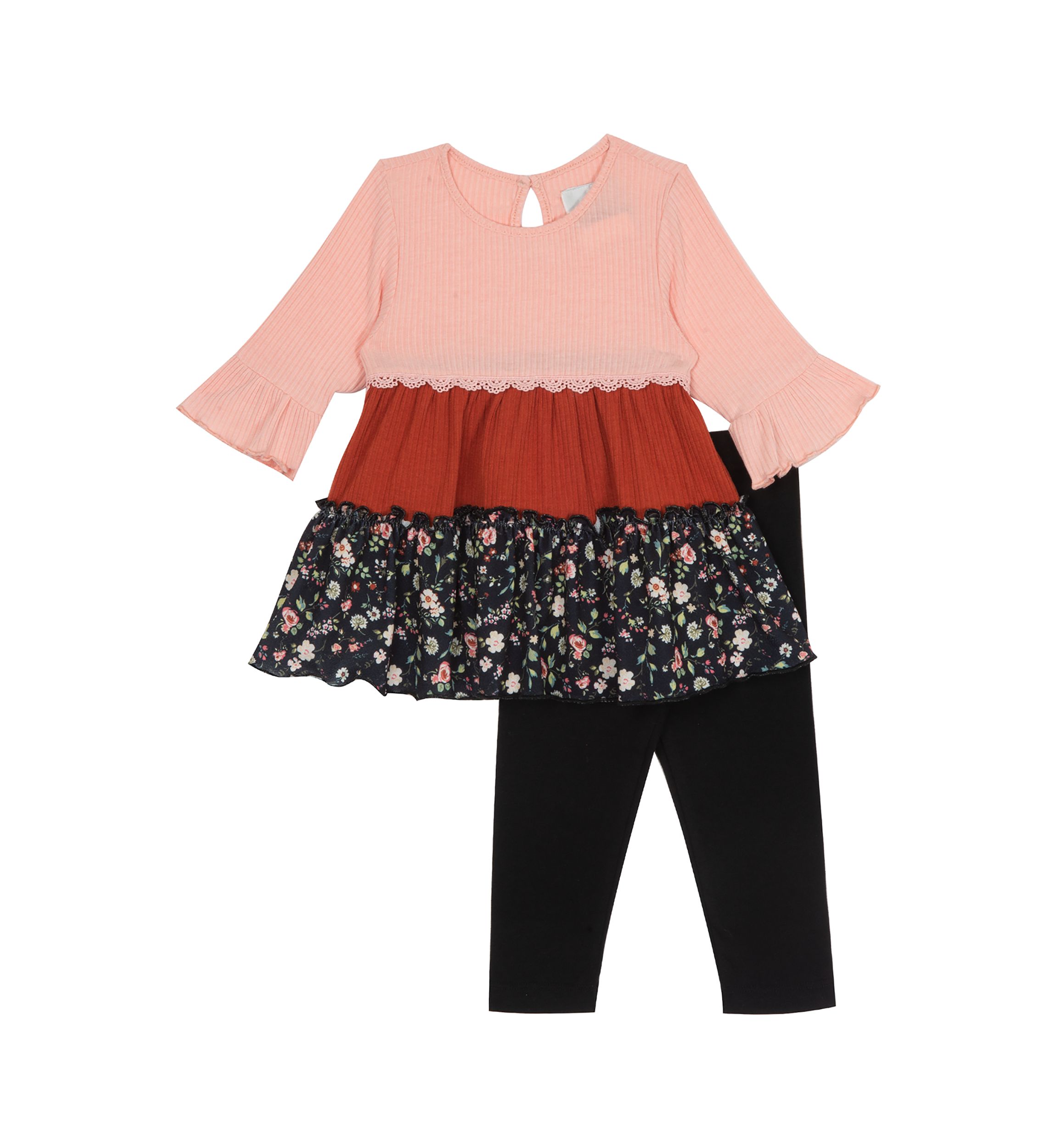 Girls 4-6x Printed Tiered Top and Knit Leggings Set