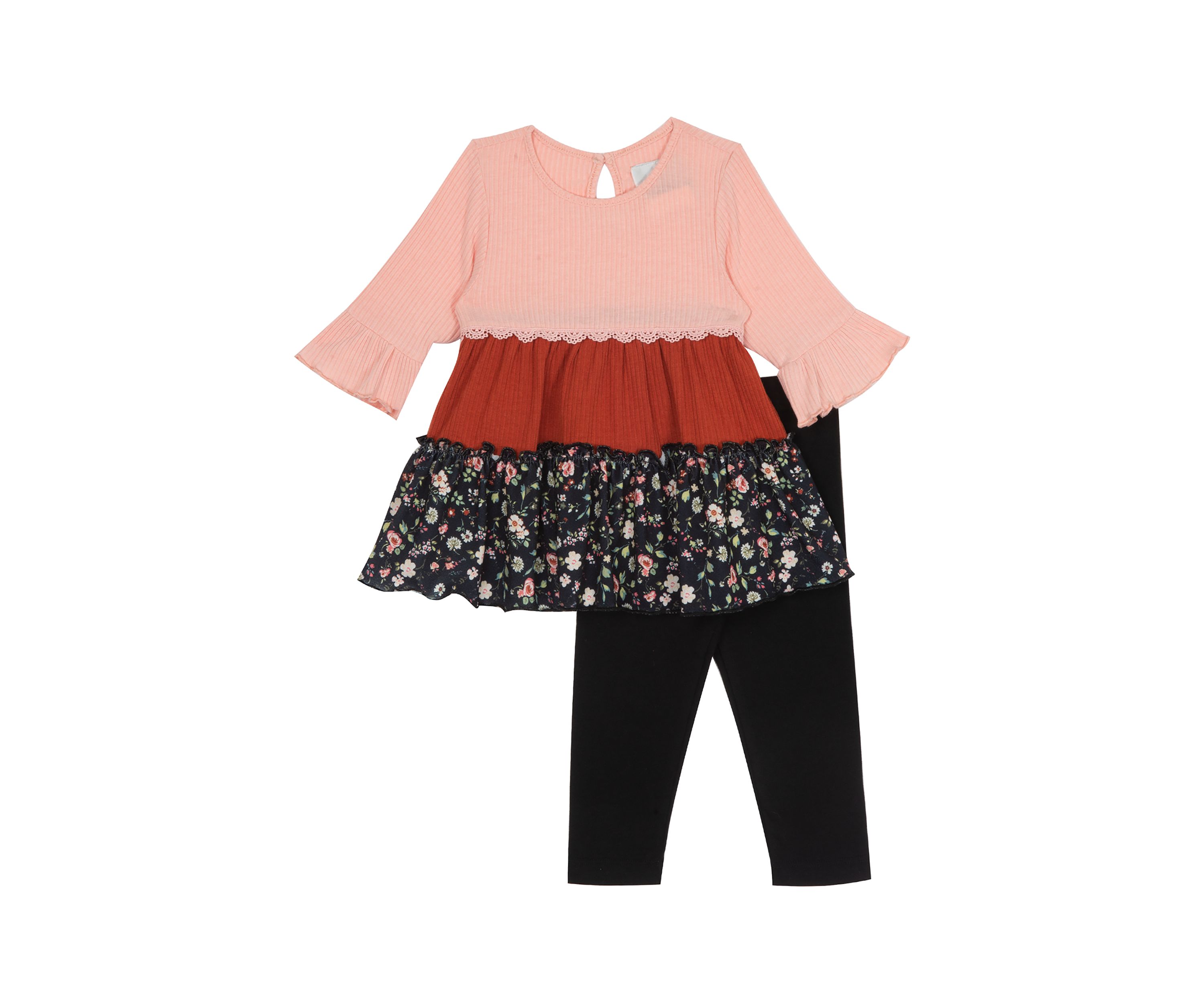 Girls 4-6x Printed Tiered Top and Knit Leggings Set