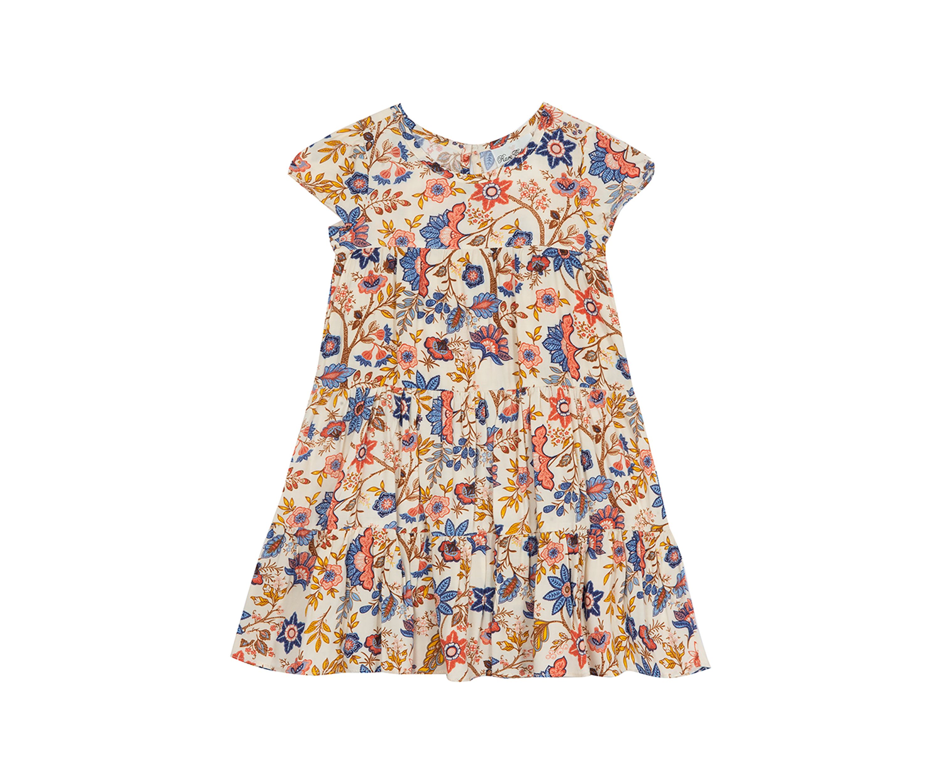 Girls 4-6x Multi Color Floral Tiered Dress with Cardigan