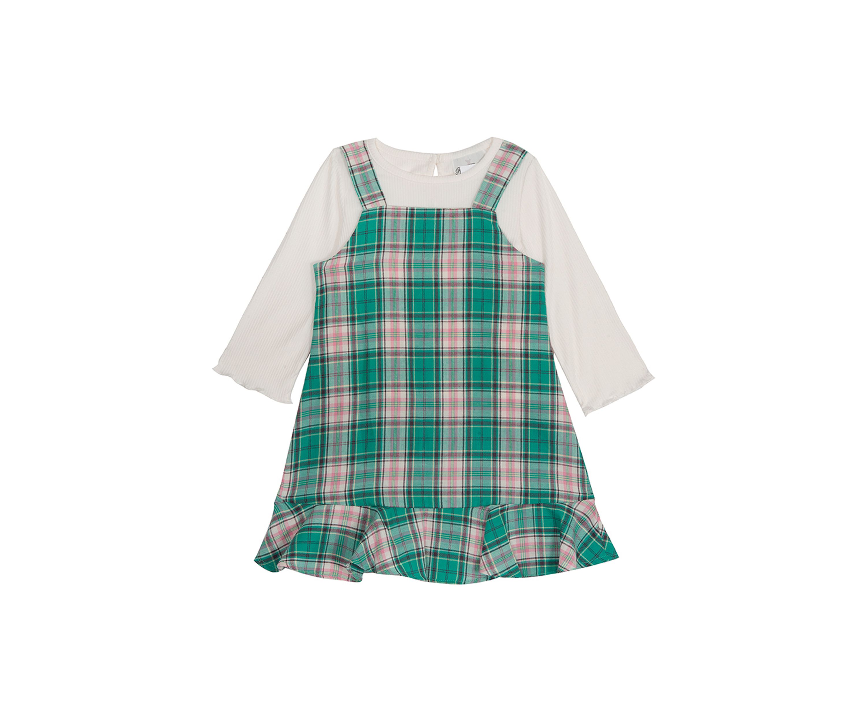 Girls 4-6x Woven Plaid Printed Jumper Dress Set