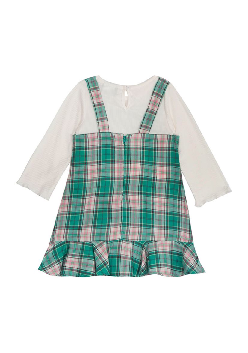 Girls 4-6x Woven Plaid Printed Jumper Dress Set