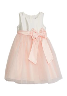 Girls 4-6x Satin Fit and Flare Dress with Bow