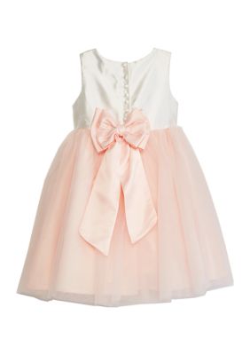 Girls 4-6x Satin Fit and Flare Dress with Bow