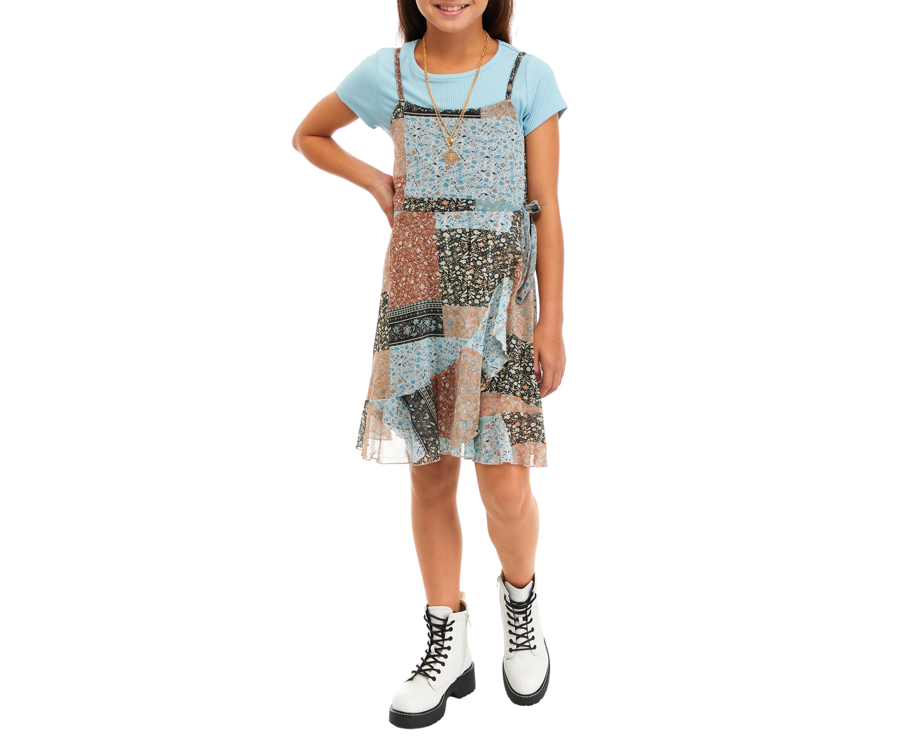 Girls 7-16 Printed Patchwork Dress