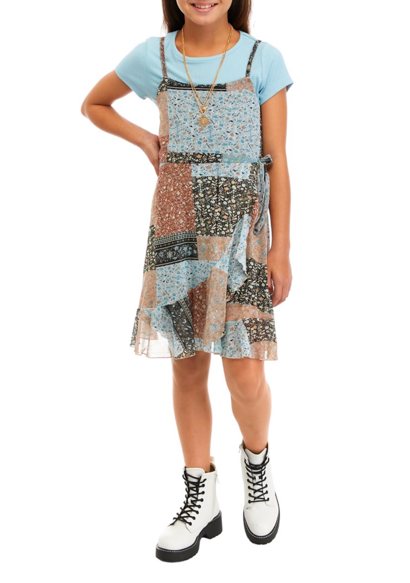 Girls 7-16 Printed Patchwork Dress