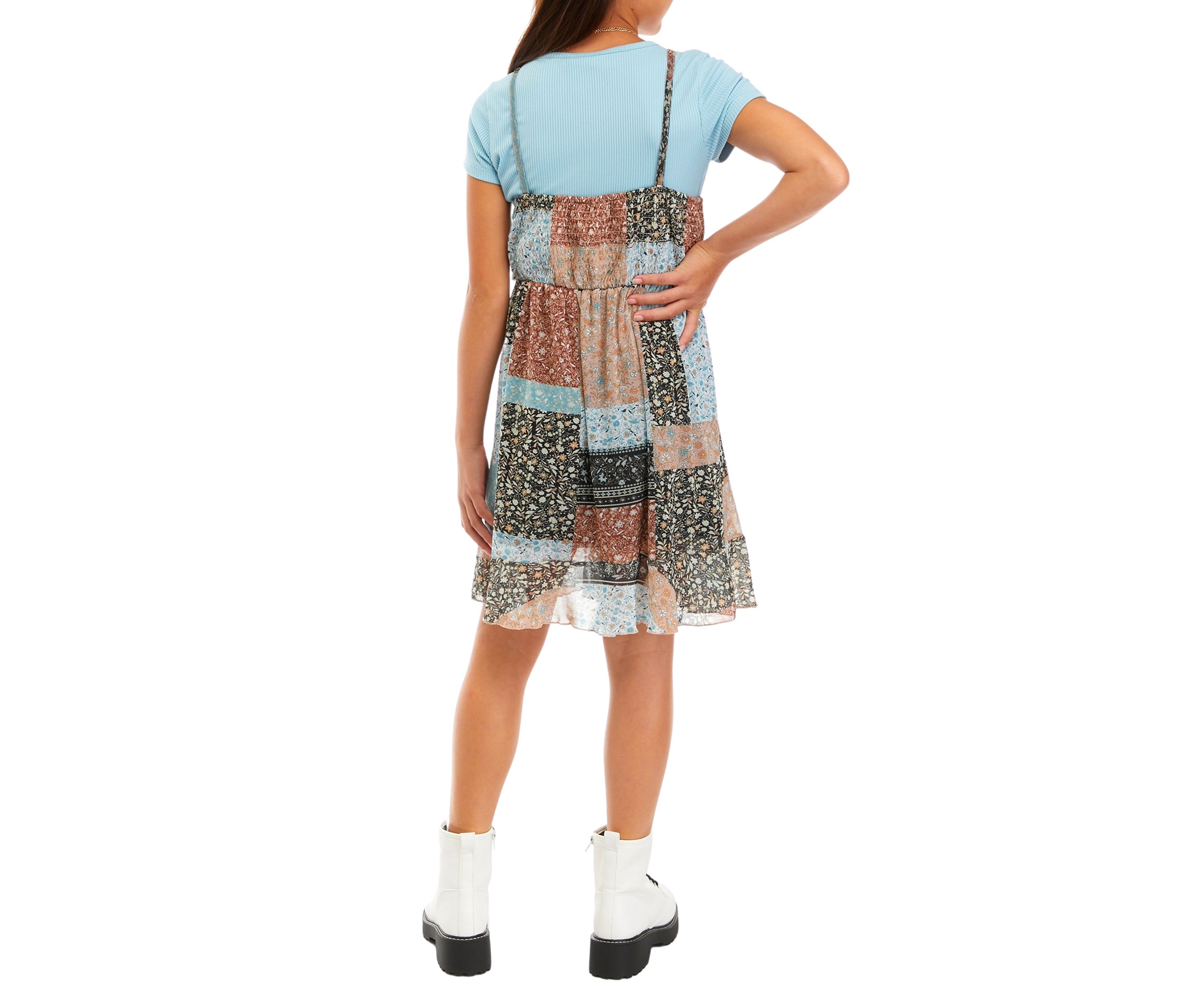 Girls 7-16 Printed Patchwork Dress