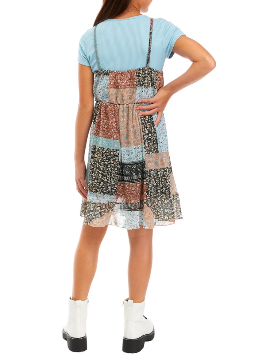 Girls 7-16 Printed Patchwork Dress