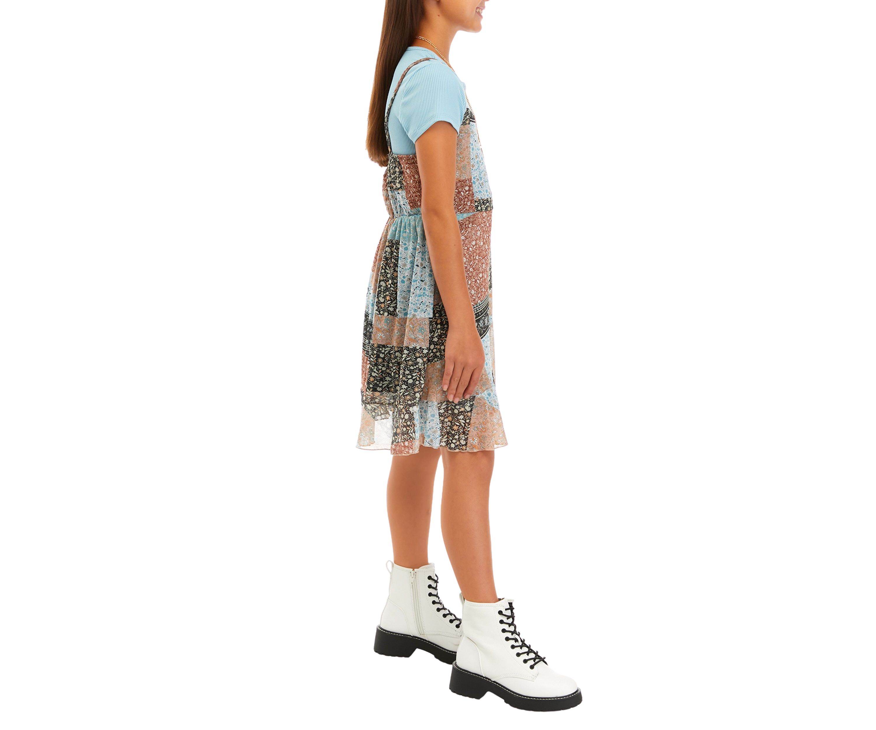 Girls 7-16 Printed Patchwork Dress