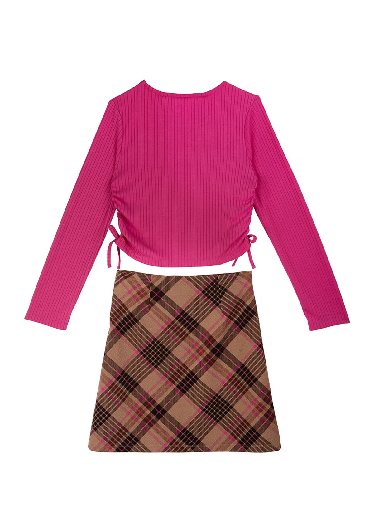 Girls 7-16 Ribbed Top and Knit Skirt Set