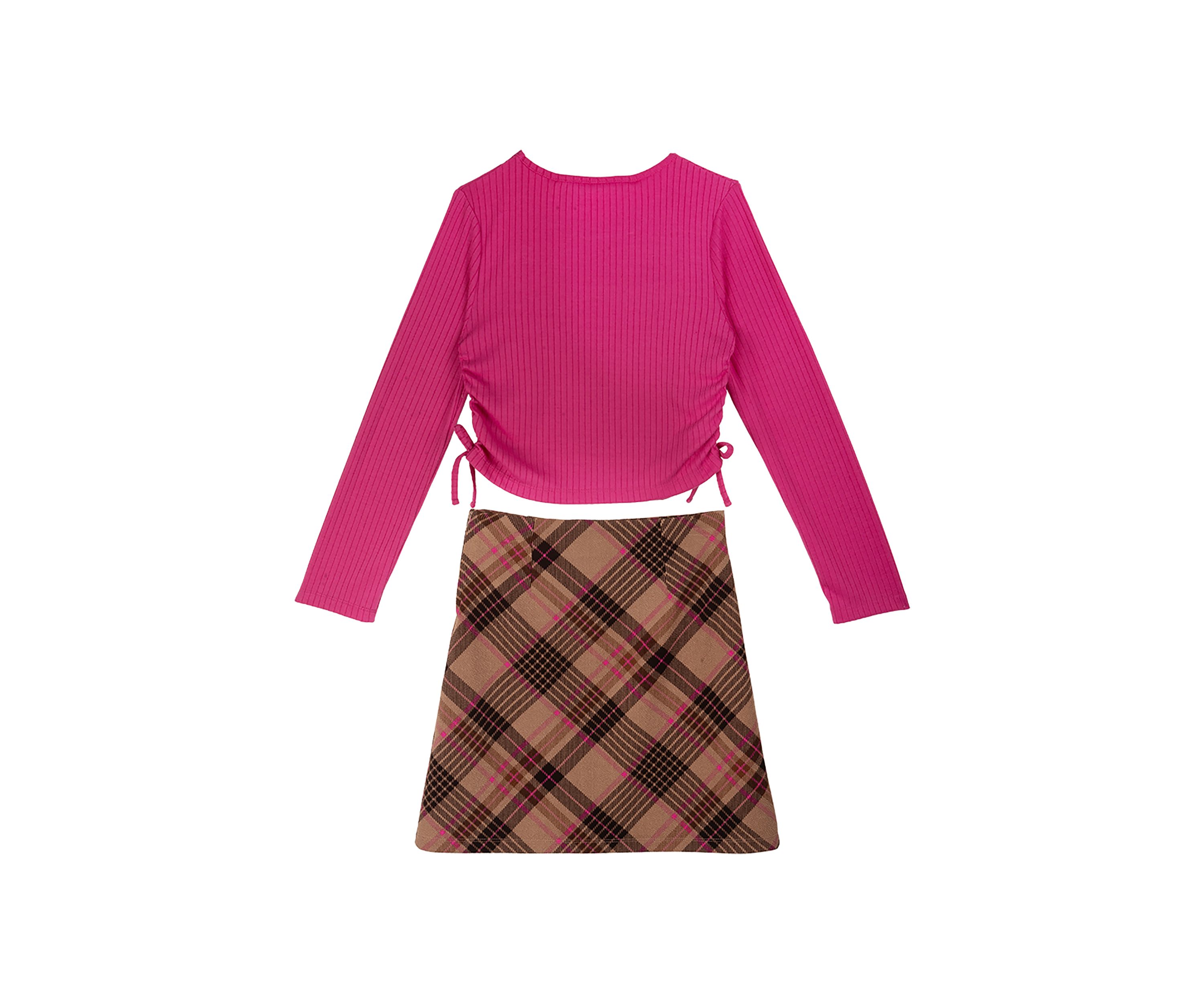 Girls 7-16 Ribbed Top and Knit Skirt Set