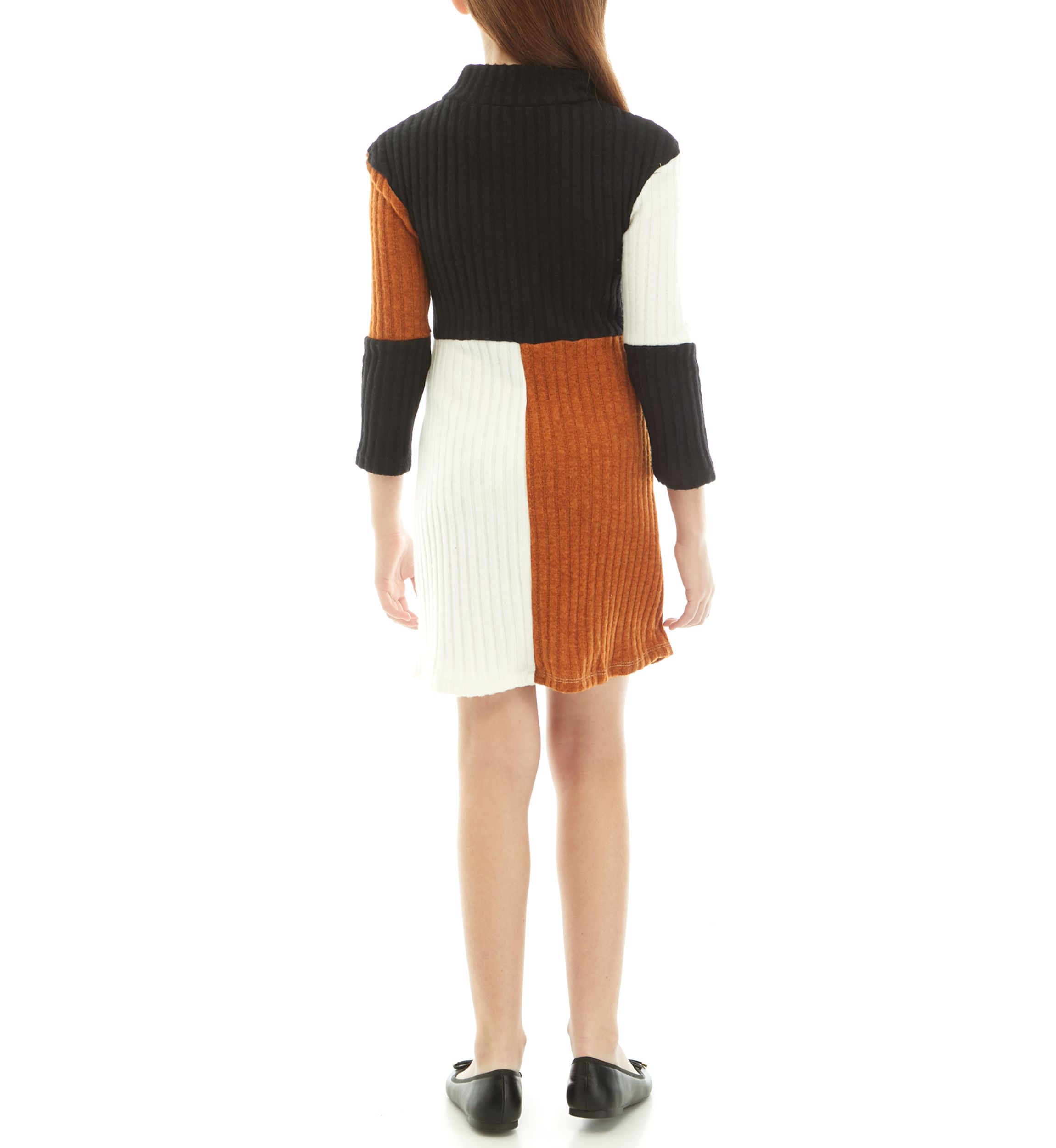 Girls 7-16 Color Block Brushed Rib Knit Dress