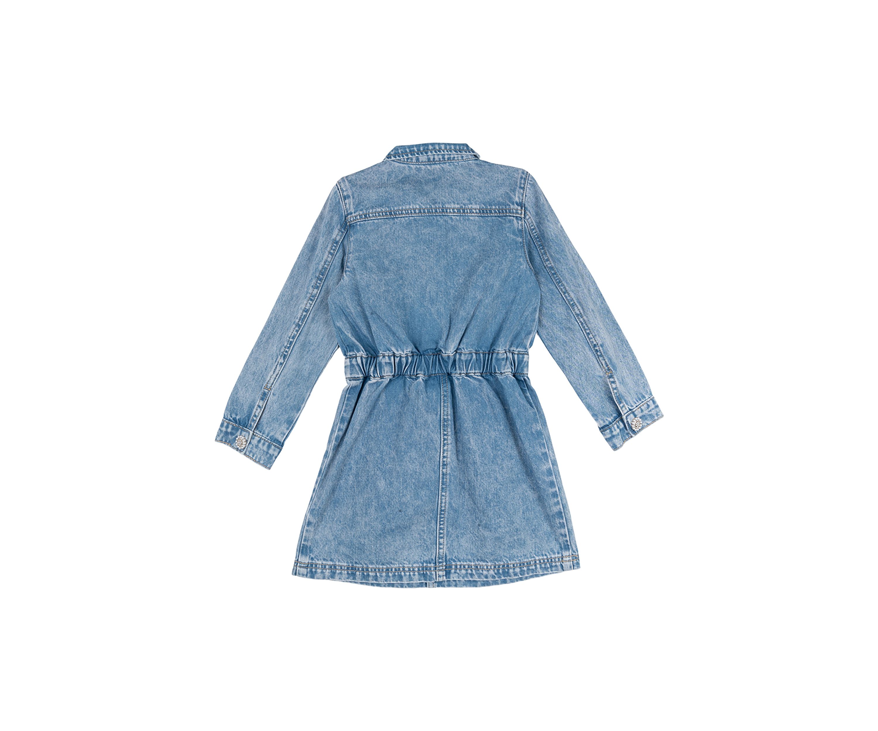 Girls 7-16 Denim Dress with Pearl Headband