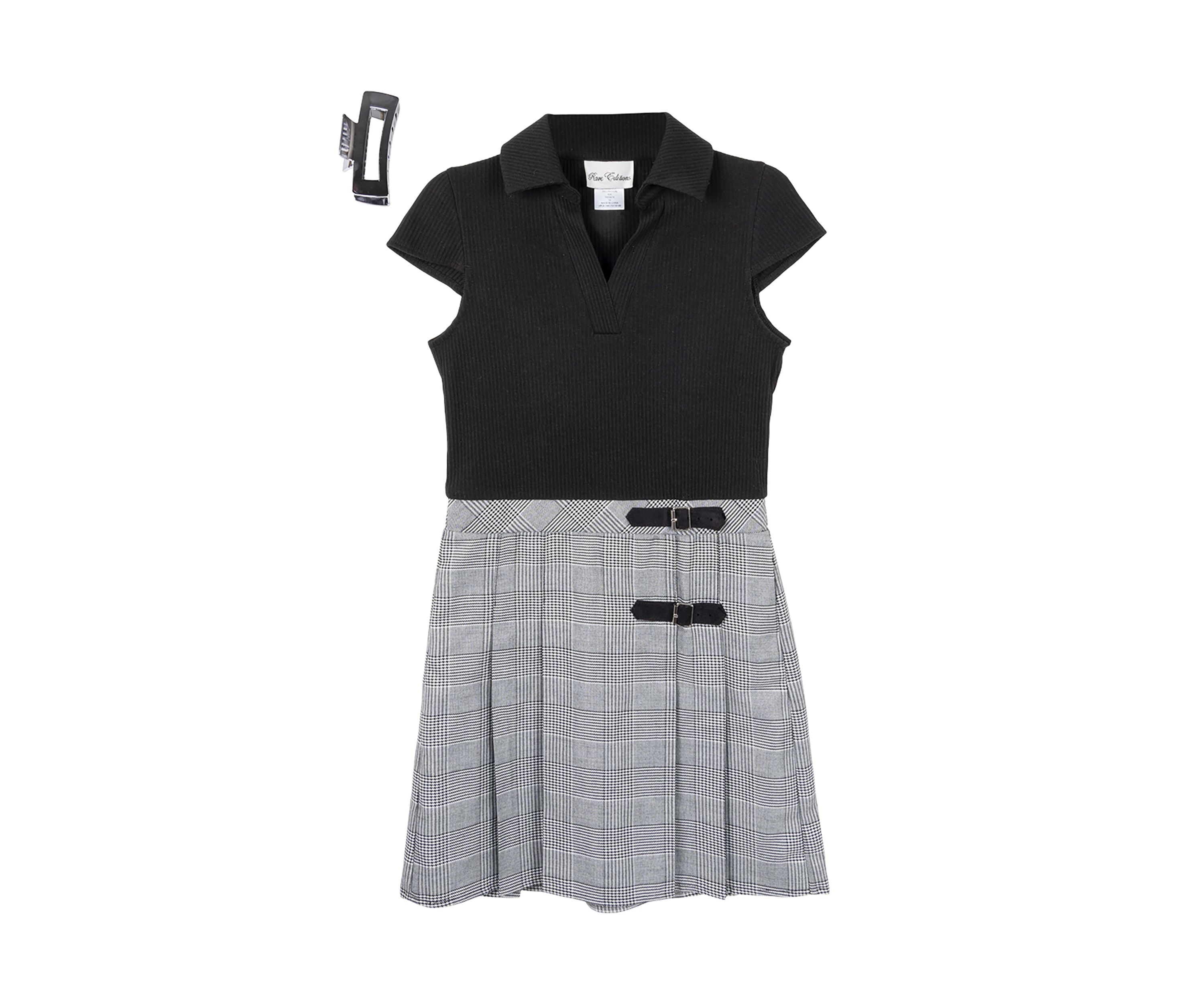Girls 7-16 Collared Bodice to Plaid Skirt
