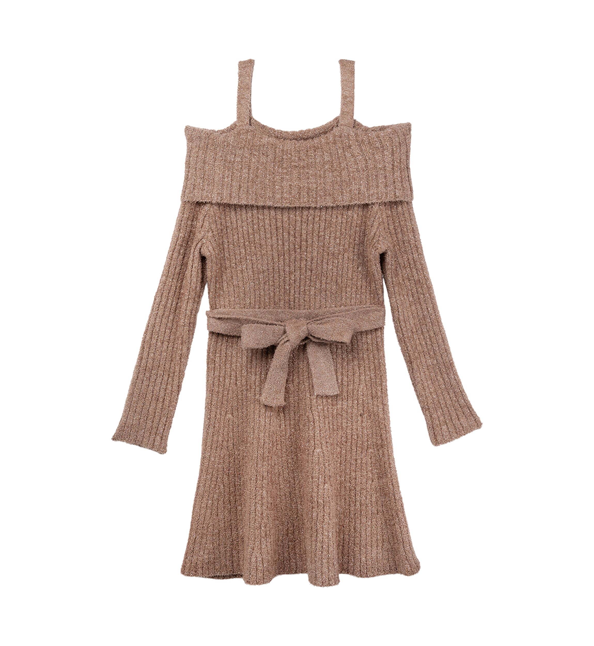 Girls 7-16 Fuzzy Knit Cold Shoulder Sleeve Dress