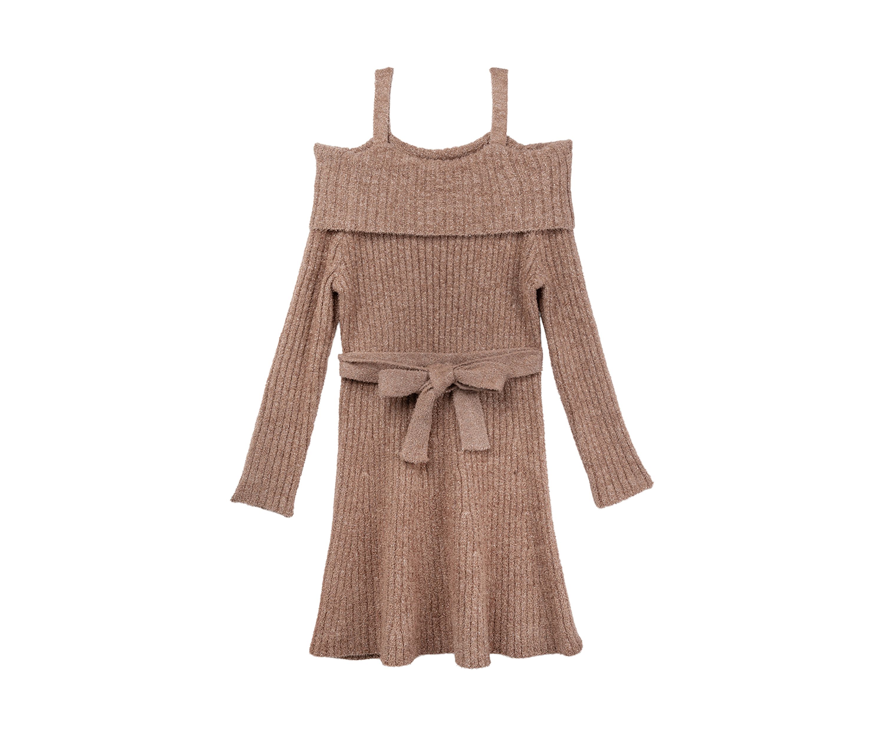Girls 7-16 Fuzzy Knit Cold Shoulder Sleeve Dress