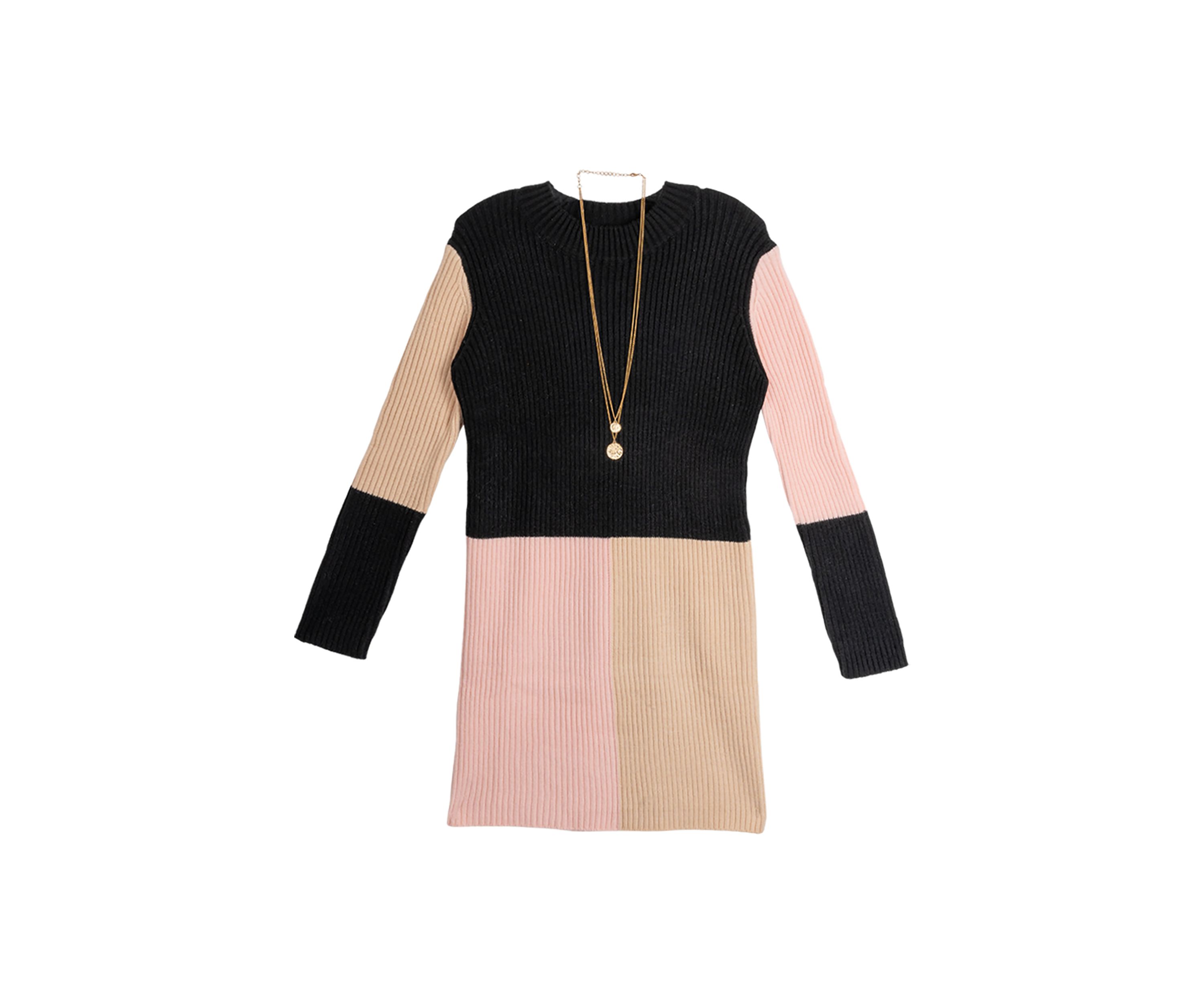 Girls 7-16 Color Blocked Hacci Dress