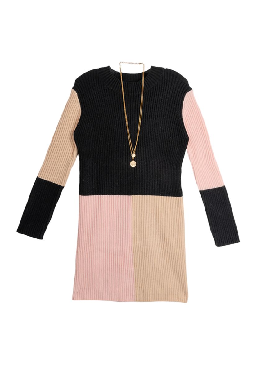 Girls 7-16 Color Blocked Hacci Dress