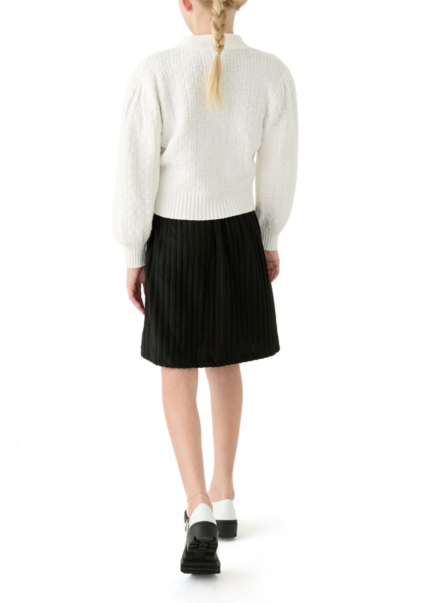 Girls 7-16 Bow Knit Cardigan and Dress Set