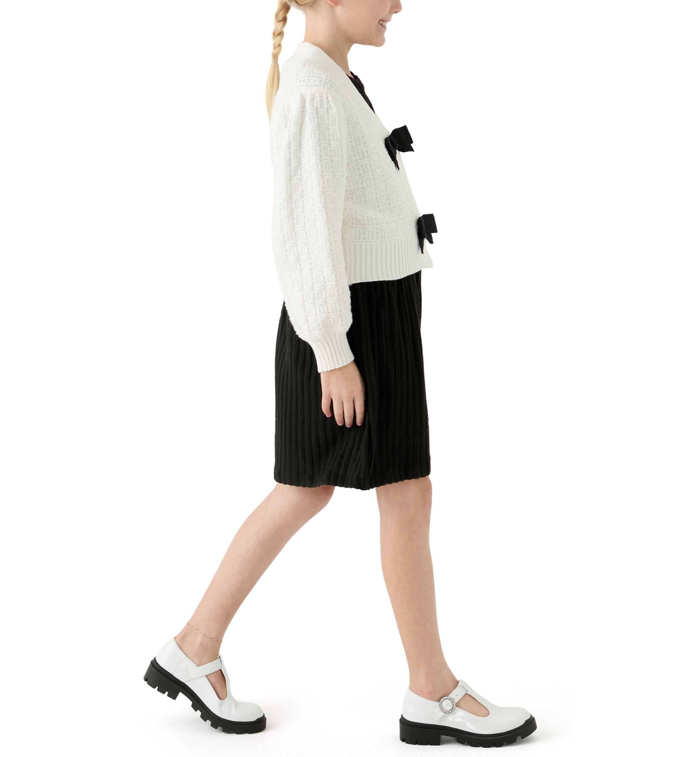 Girls 7-16 Bow Knit Cardigan and Dress Set
