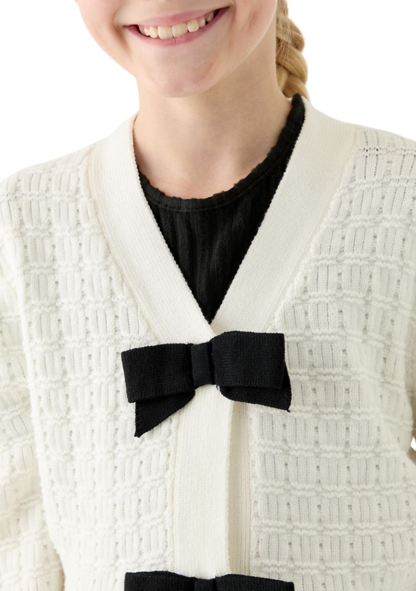 Girls 7-16 Bow Knit Cardigan and Dress Set