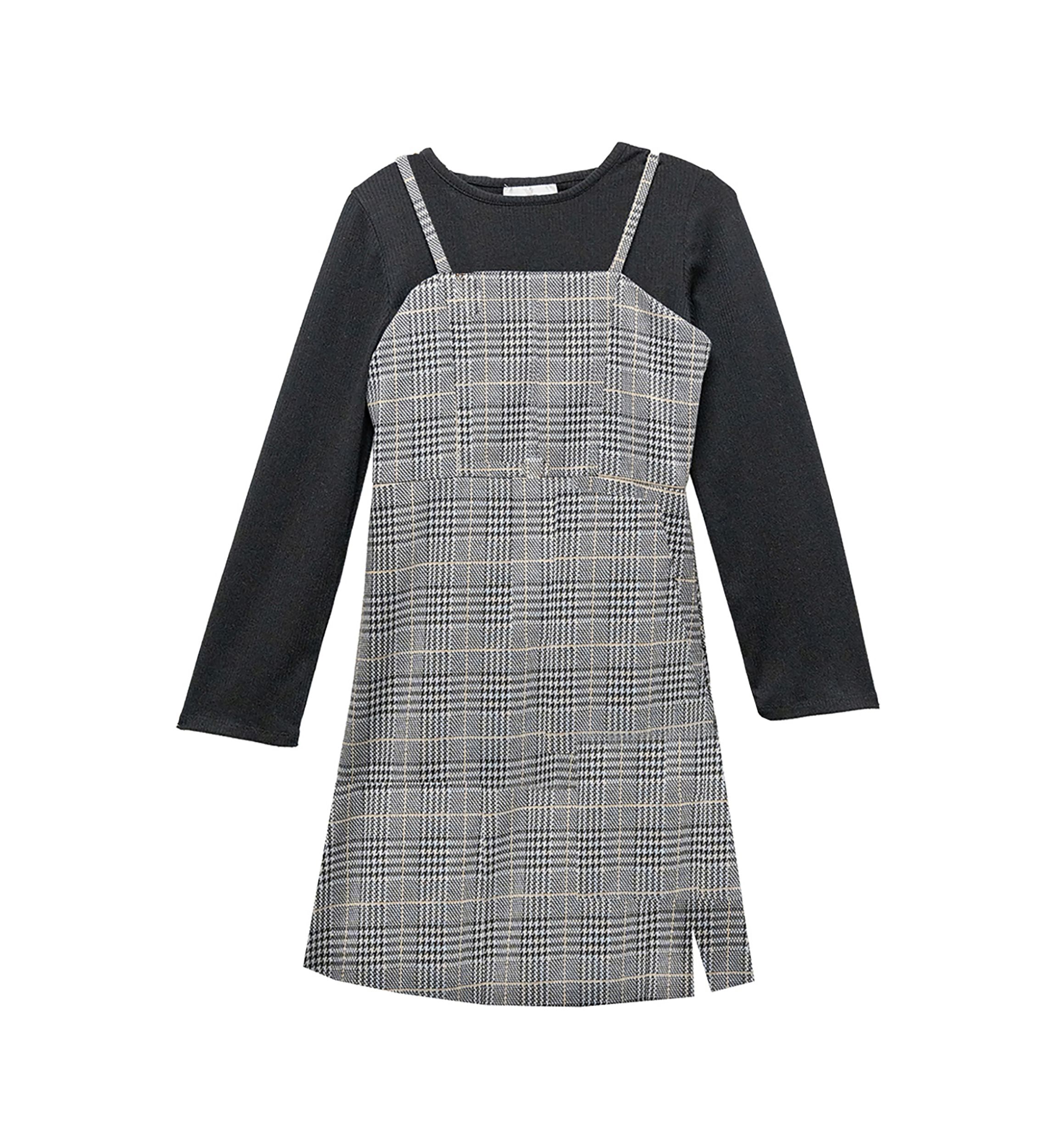 Girls 7-16 Plaid Printed Double Knit Jumper Dress