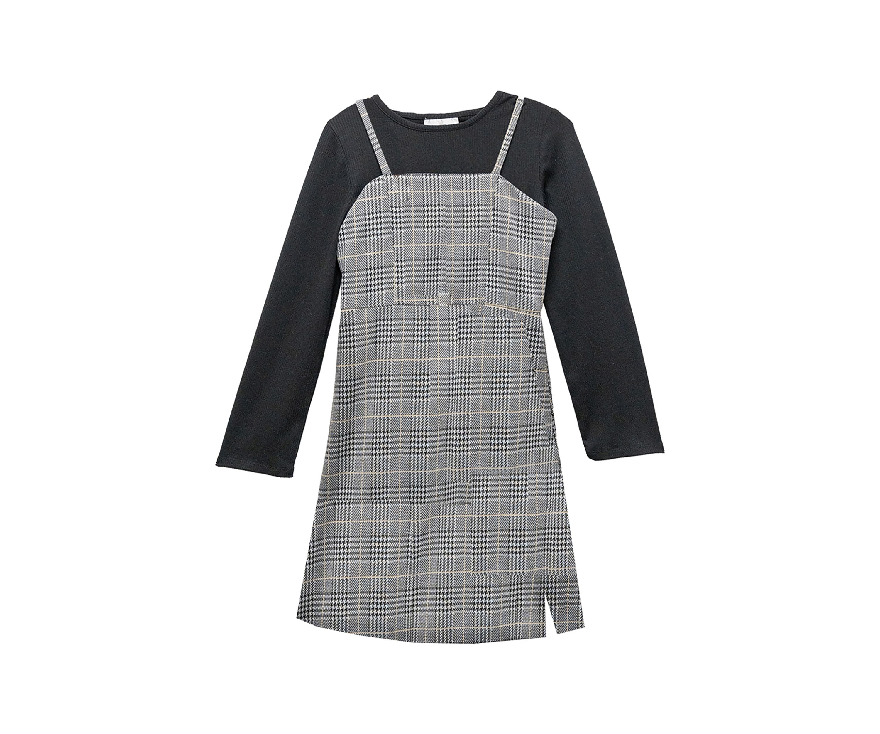 Girls 7-16 Plaid Printed Double Knit Jumper Dress