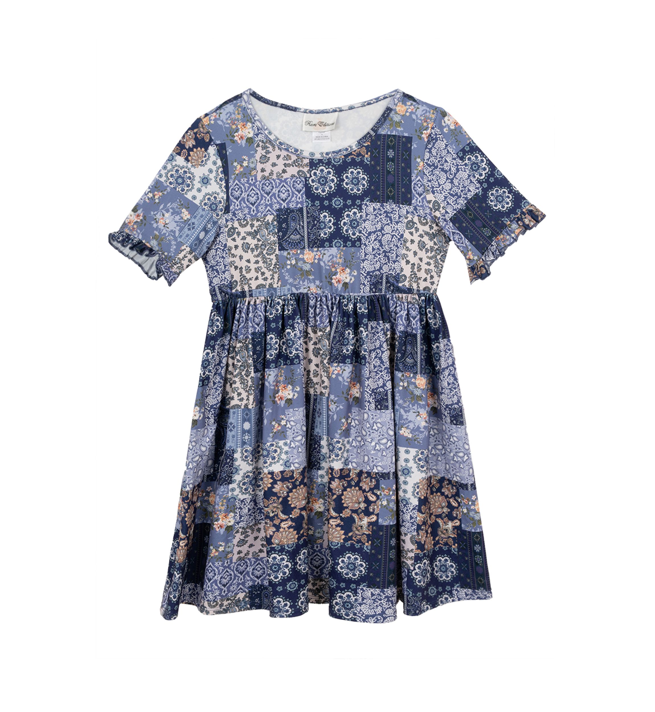 Girls 7-16 Cardigan and Patchwork Dress Set 