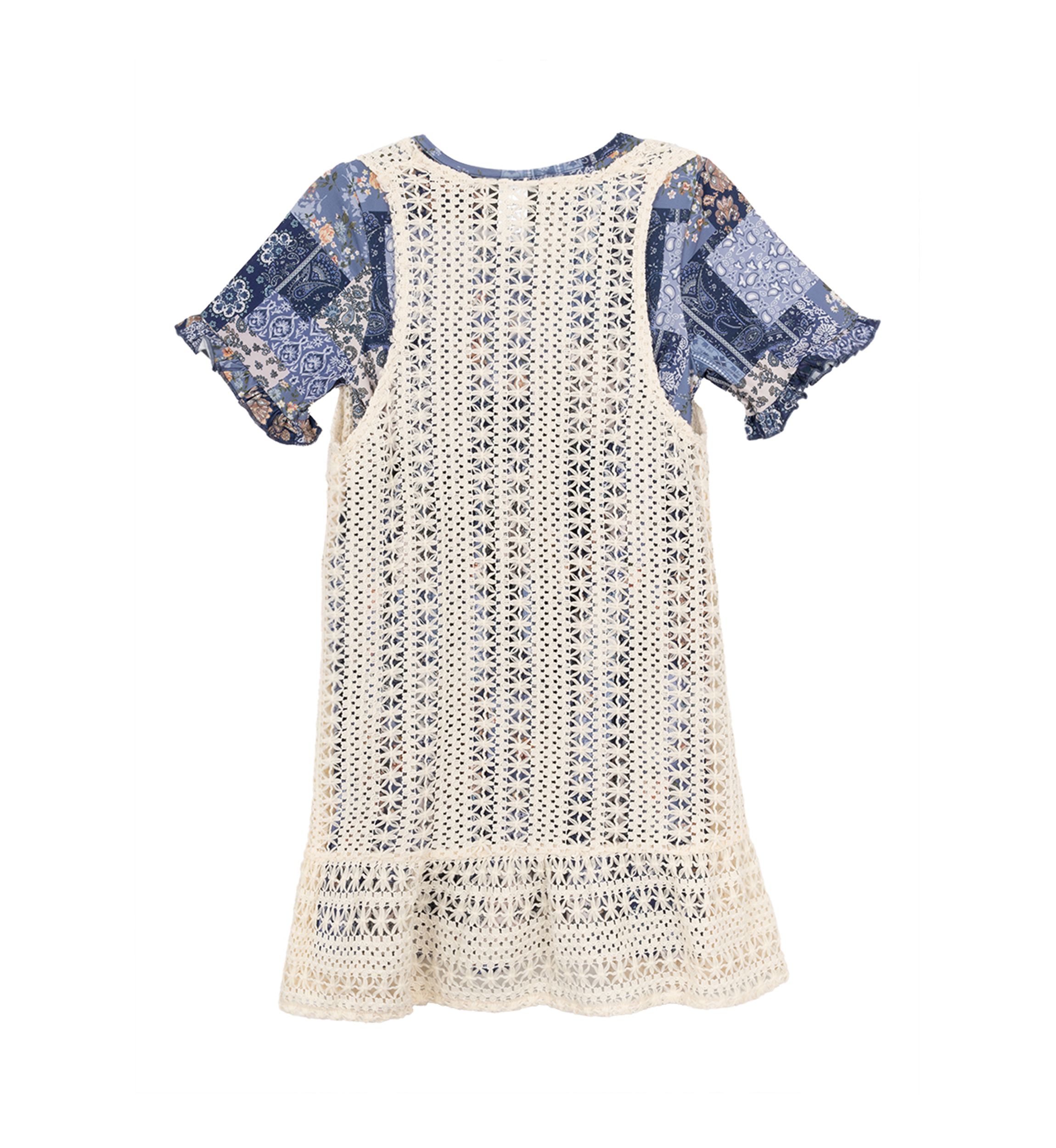 Girls 7-16 Cardigan and Patchwork Dress Set 