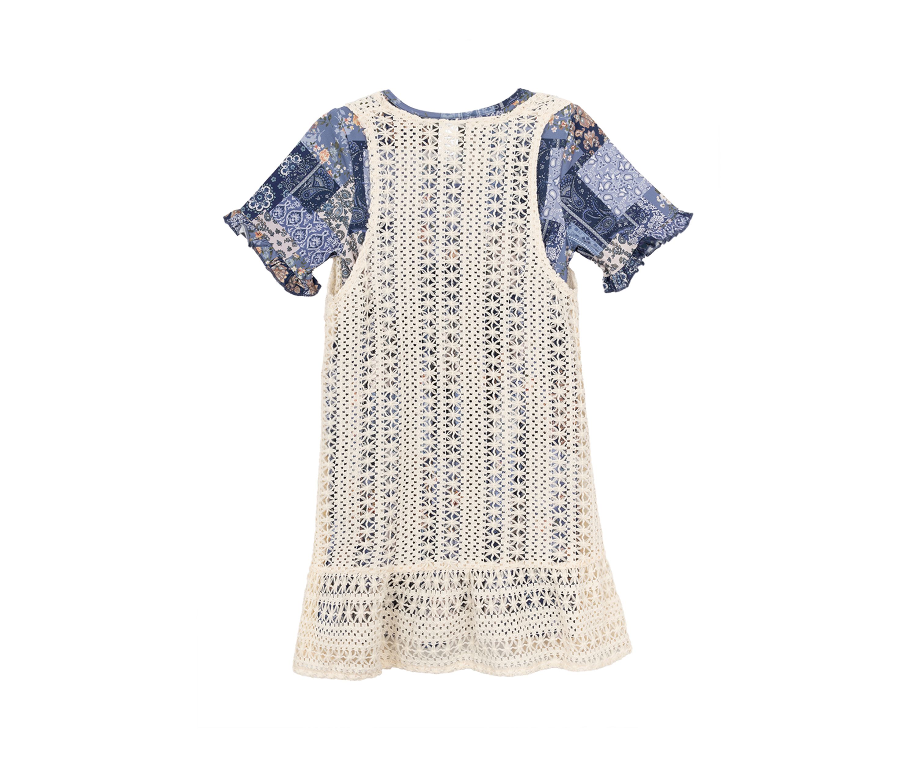 Girls 7-16 Cardigan and Patchwork Dress Set 