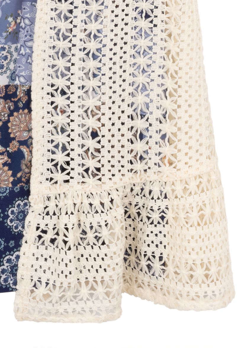 Girls 7-16 Cardigan and Patchwork Dress Set 