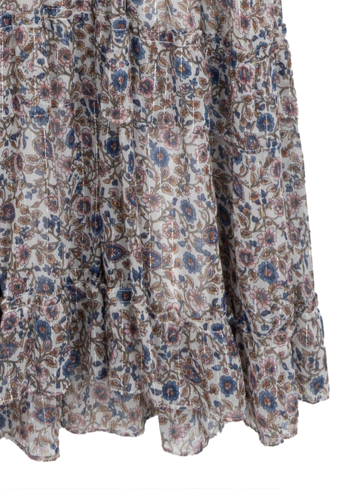 Girls 7-16 Printed Maxi Dress and Denim Vest Set 