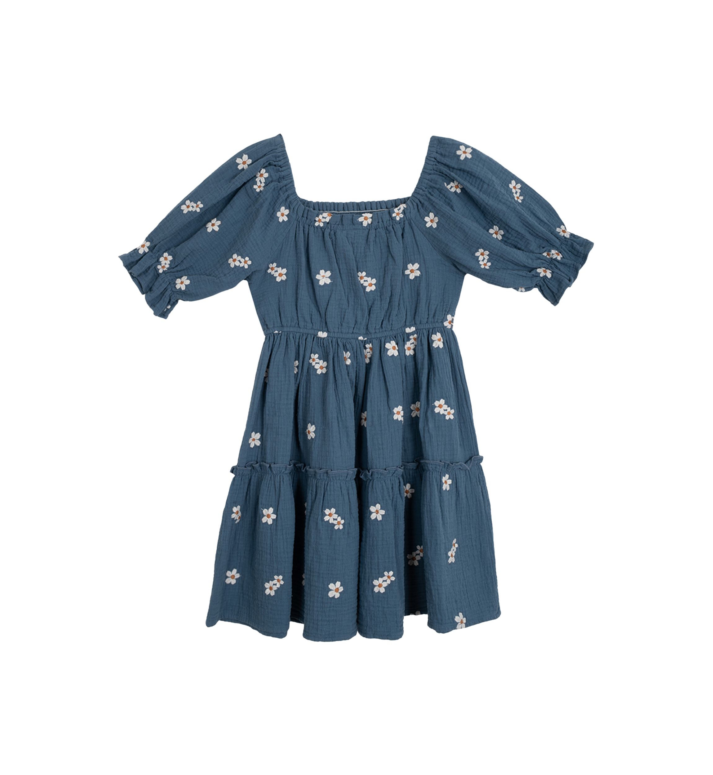 Rare Editions Girls 7-16 Elbow Puff Sleeve Embroidered Smocked