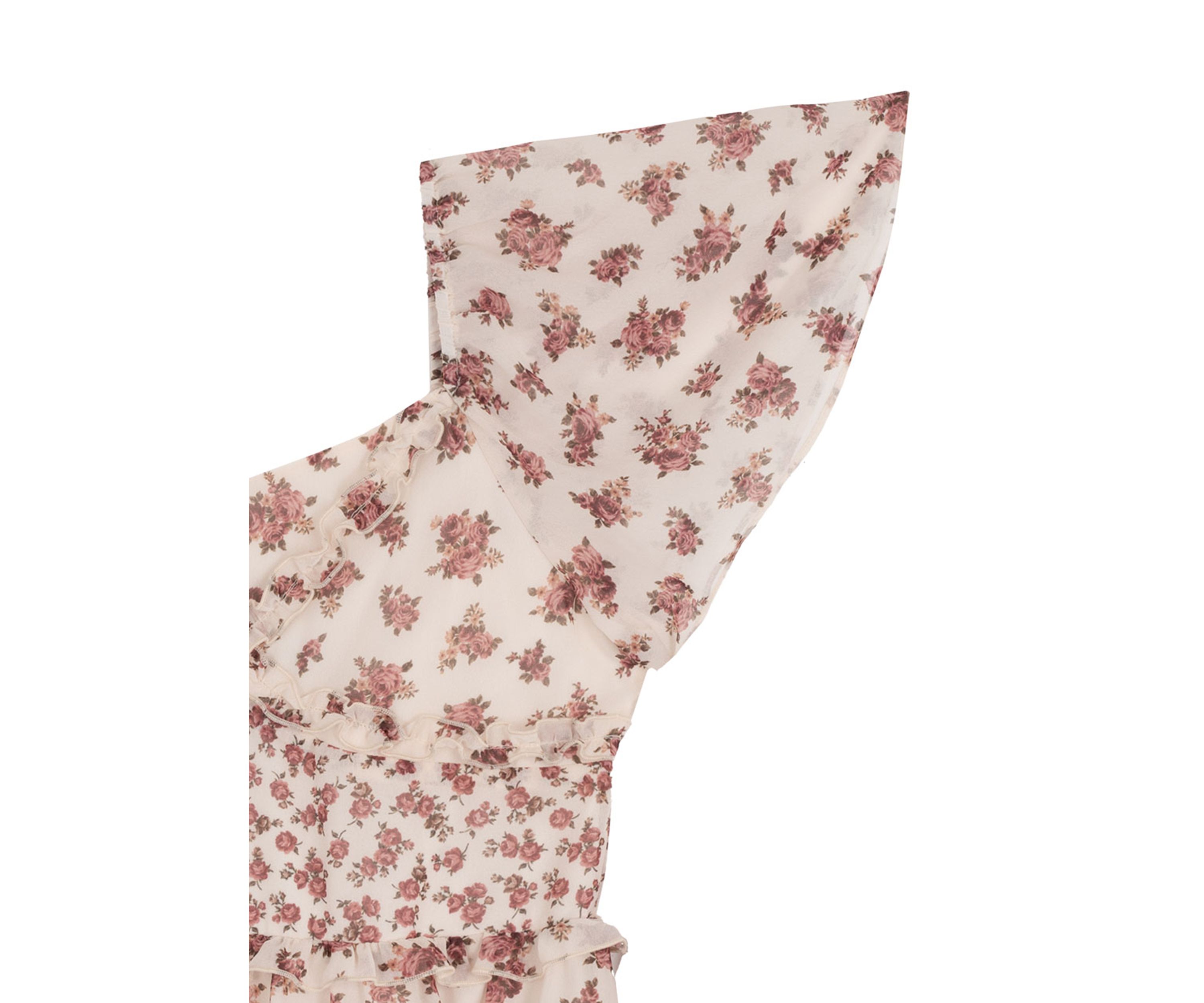 Girls 7-16 Flutter Sleeve Floral Print Tiered Drop Waist Dress