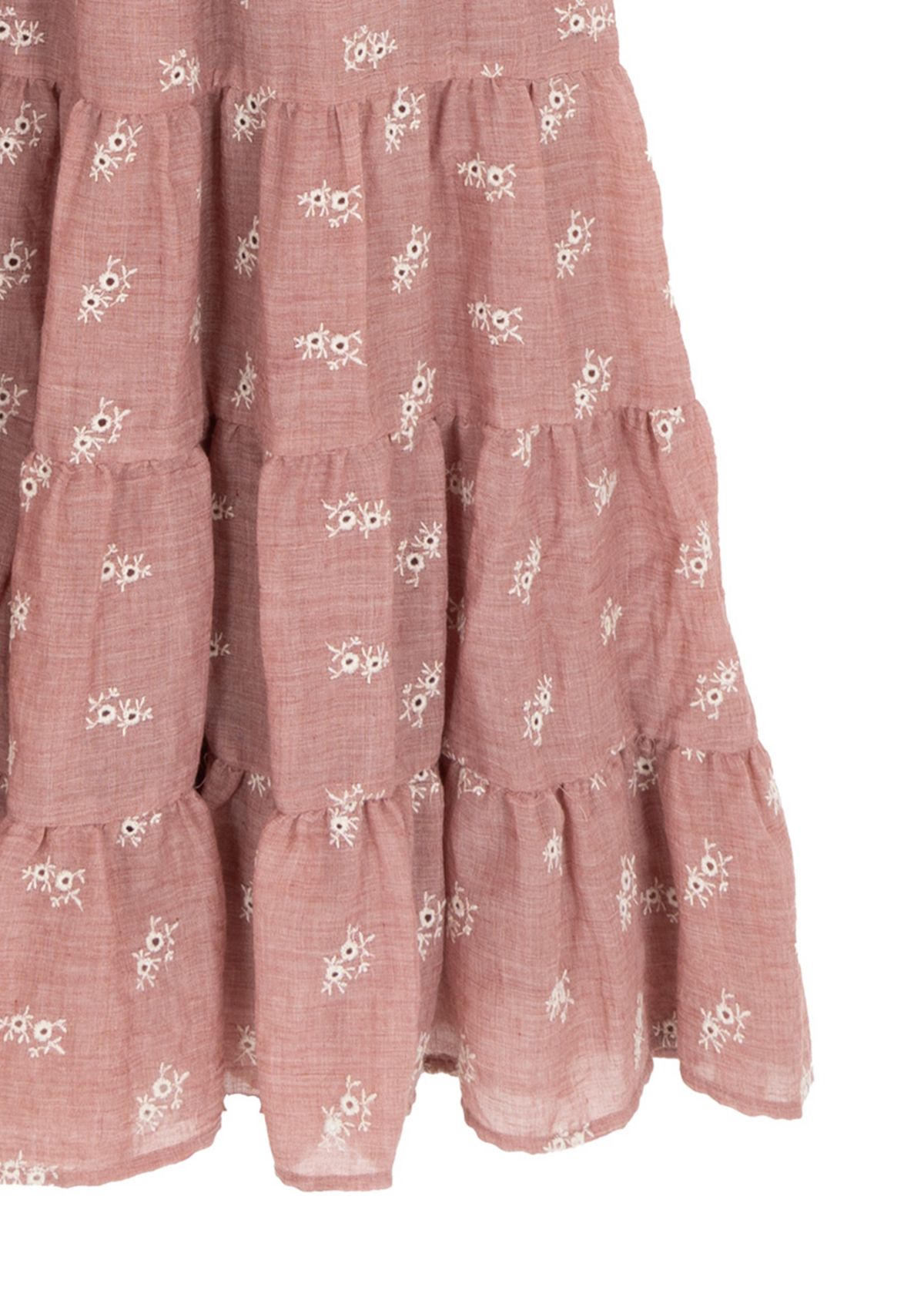 Girls 7-16 Short Puff Sleeve Printed Tiered Maxi Dress