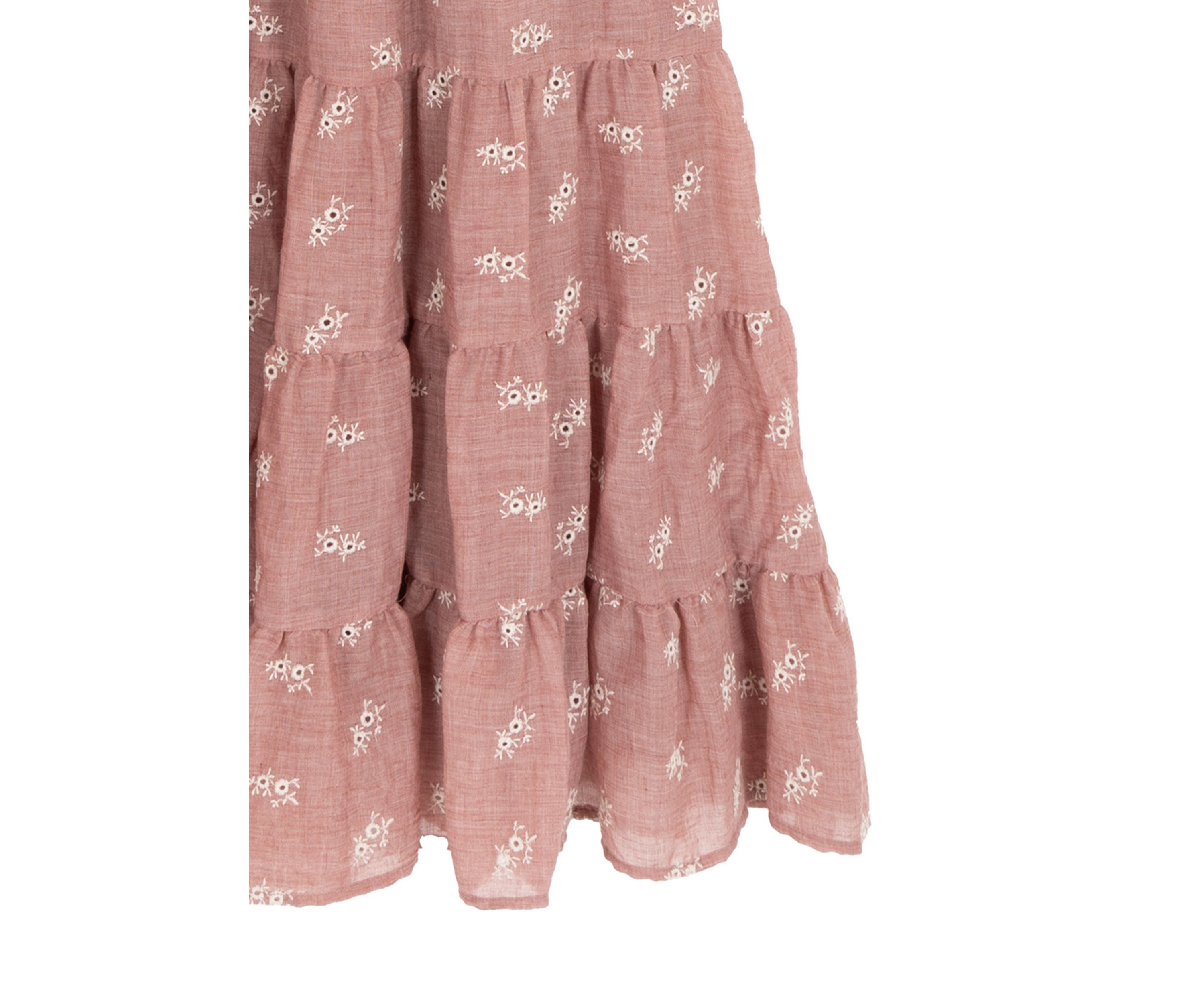 Girls 7-16 Short Puff Sleeve Printed Tiered Maxi Dress
