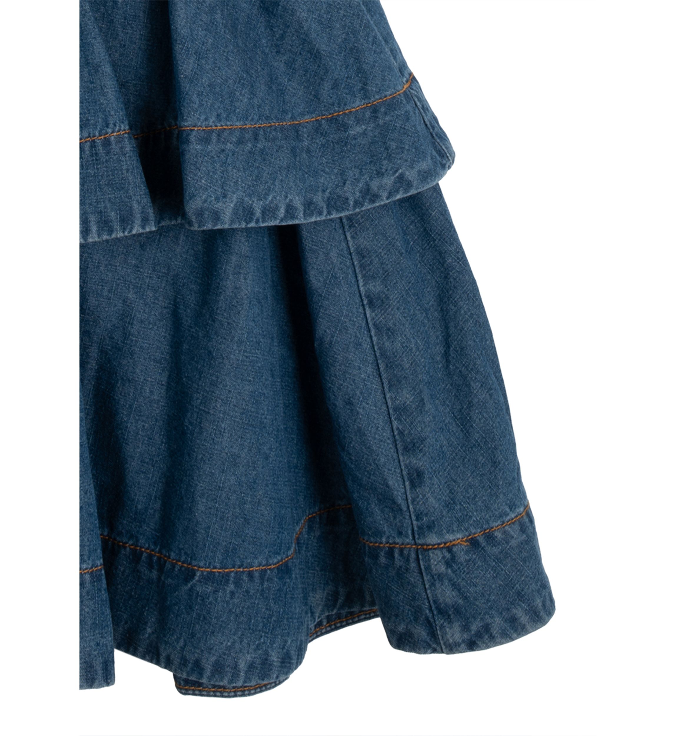 Girls 7-16 Short Sleeve Tiered Denim Jumper Dress