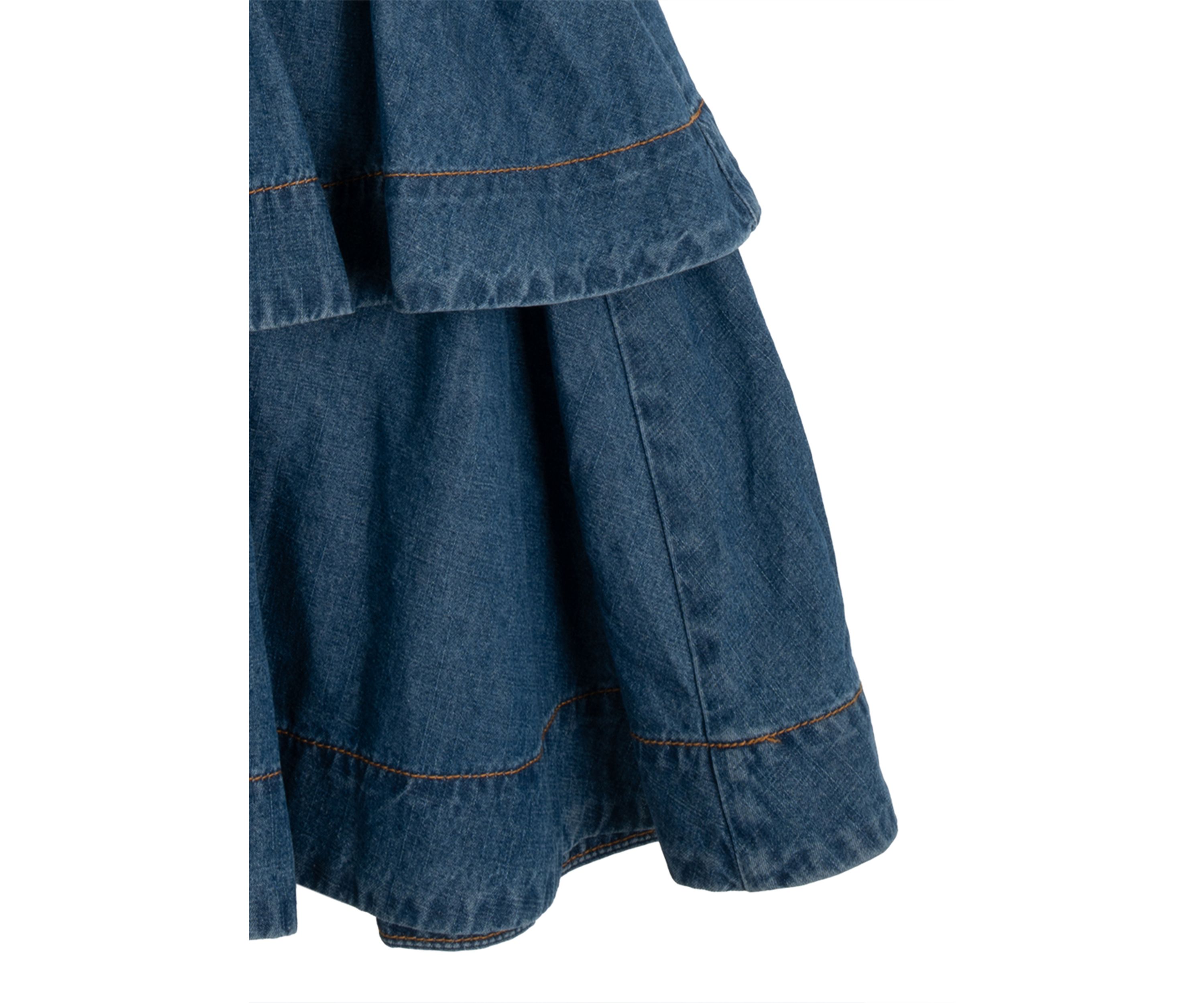 Girls 7-16 Short Sleeve Tiered Denim Jumper Dress