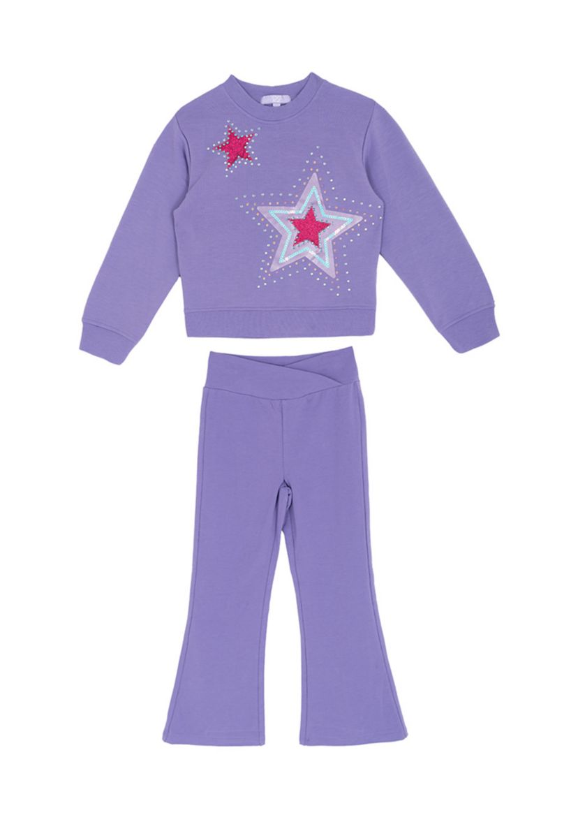 Girls 7-16 Sequin Star Top and Flare Pants Set