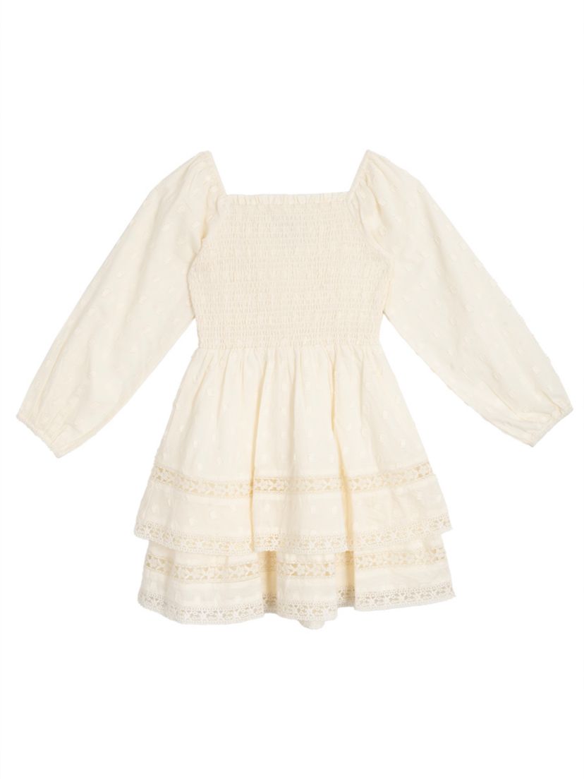 Girls 7-16 Tiered Clip Dot Dress