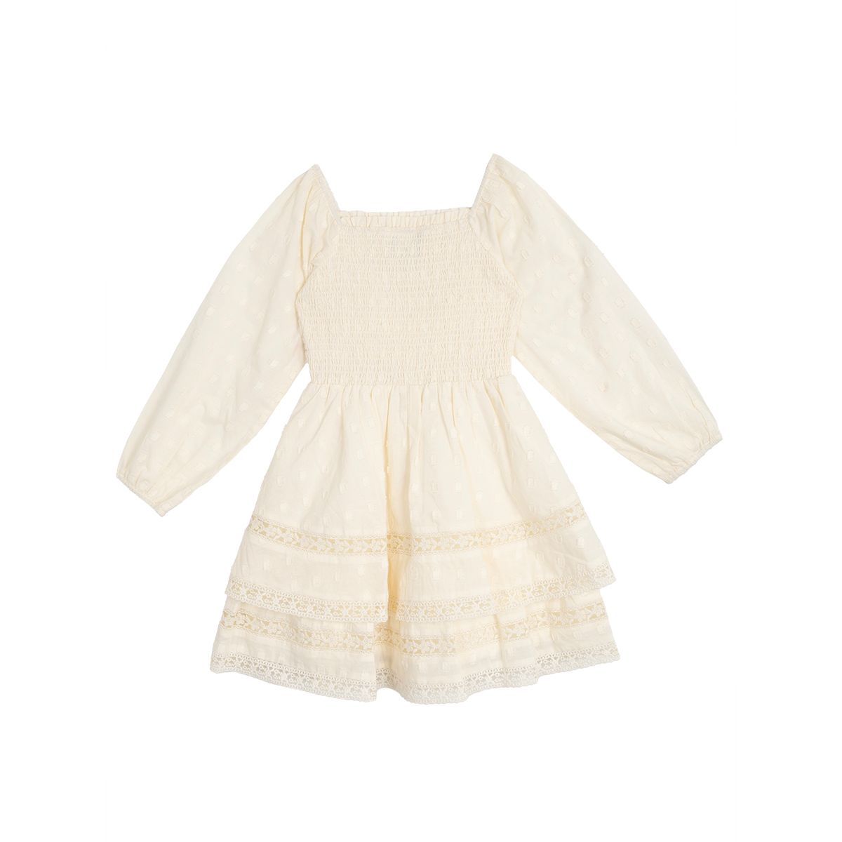 Girls 7-16 Tiered Clip Dot Dress